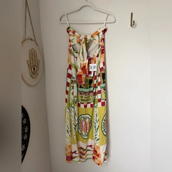 Viral paper heart Sardine Print Strapless tie Dress - Picture 4 of 4